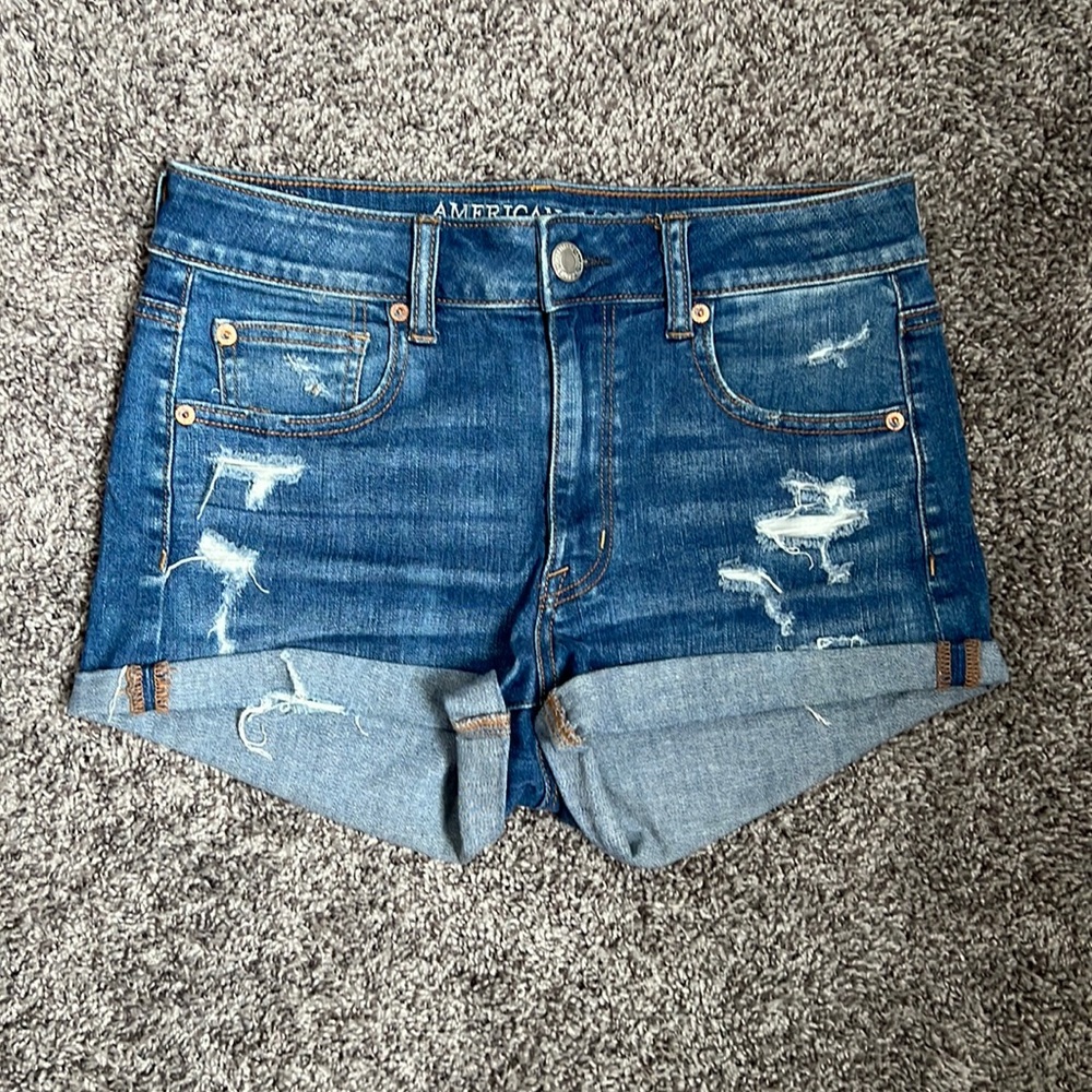 American Eagle High Rise Shortie Jean Shorts